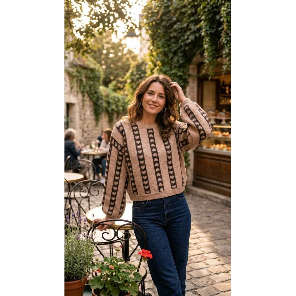 KNIT w hearts Brun