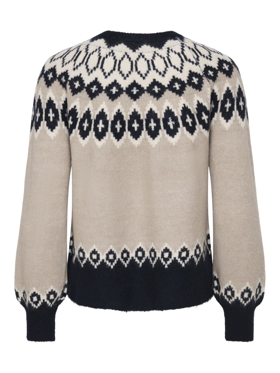 Onlrusty Ls Fair Isle O-Neck Bf Knt Blå