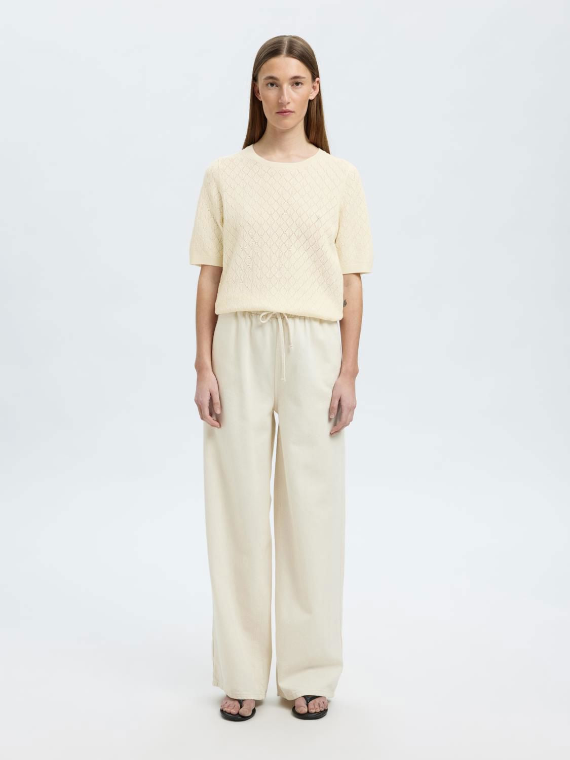 Slfhelen 2/4 Knit O-Neck Lys Beige