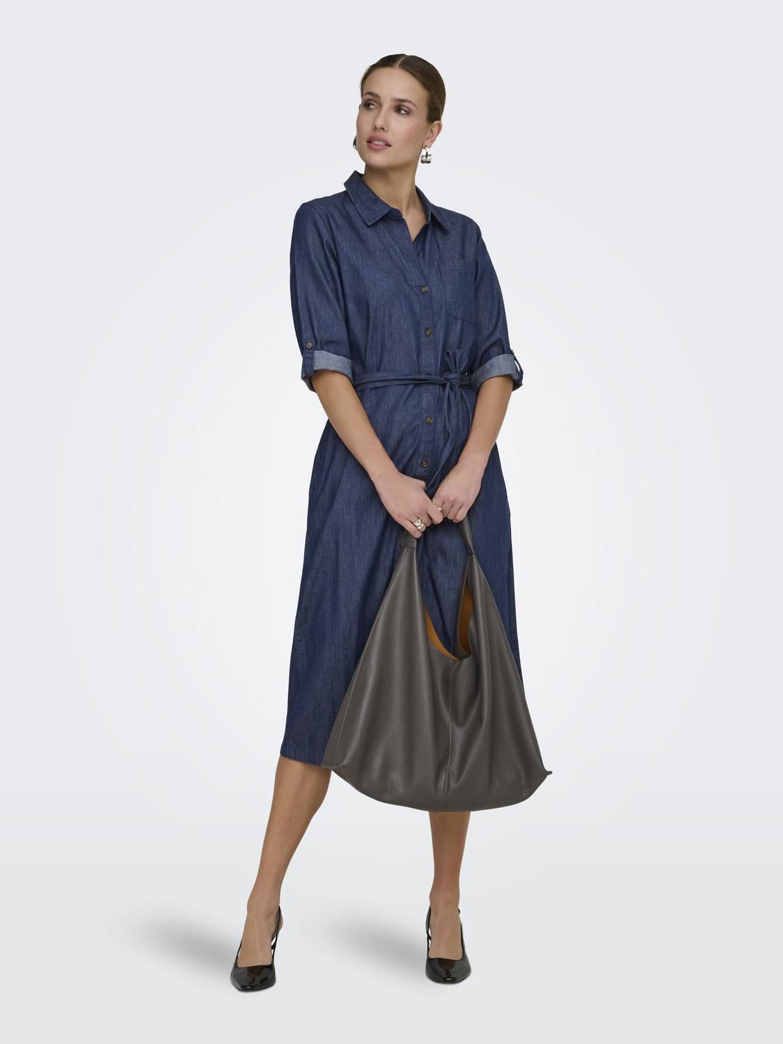 Jdykai 3/4 Midi Shirt Dress Wvn Dia Blå