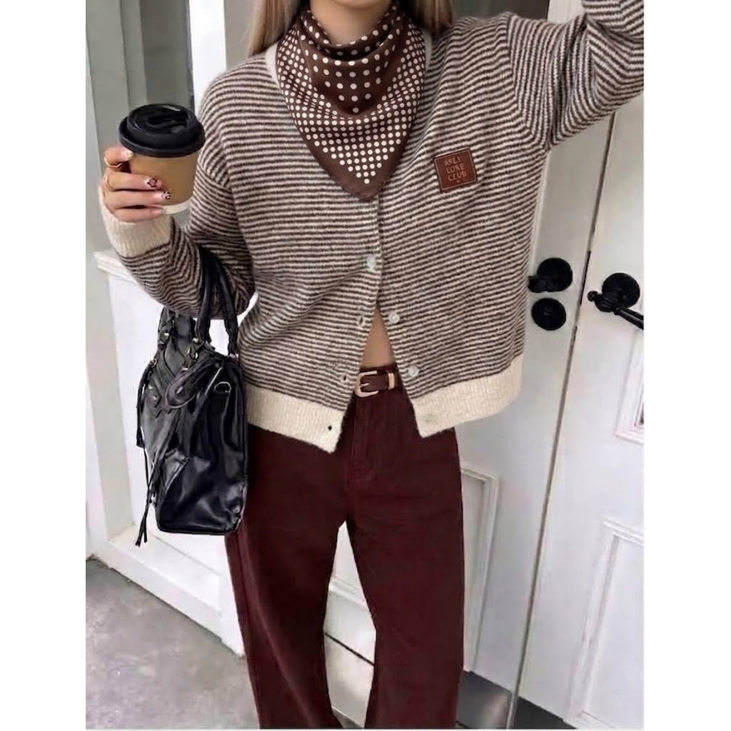Lux knit w stripes Brun