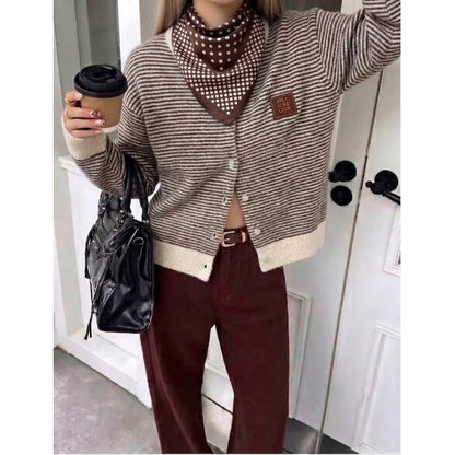 Lux knit w stripes Brun