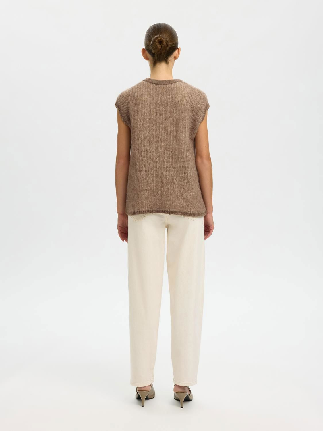 Slflulu Loose Sl Knit O-Neck Beige