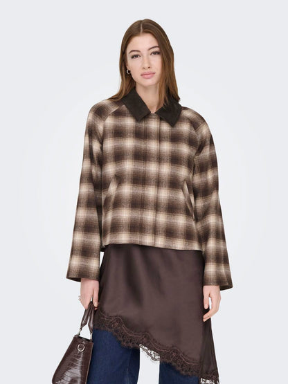 Onlkine Checked Cord Jacket Cc Otw Grå