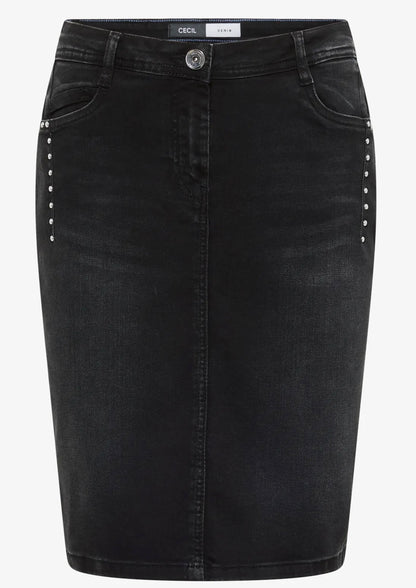 Denim skirt grey studs Grå