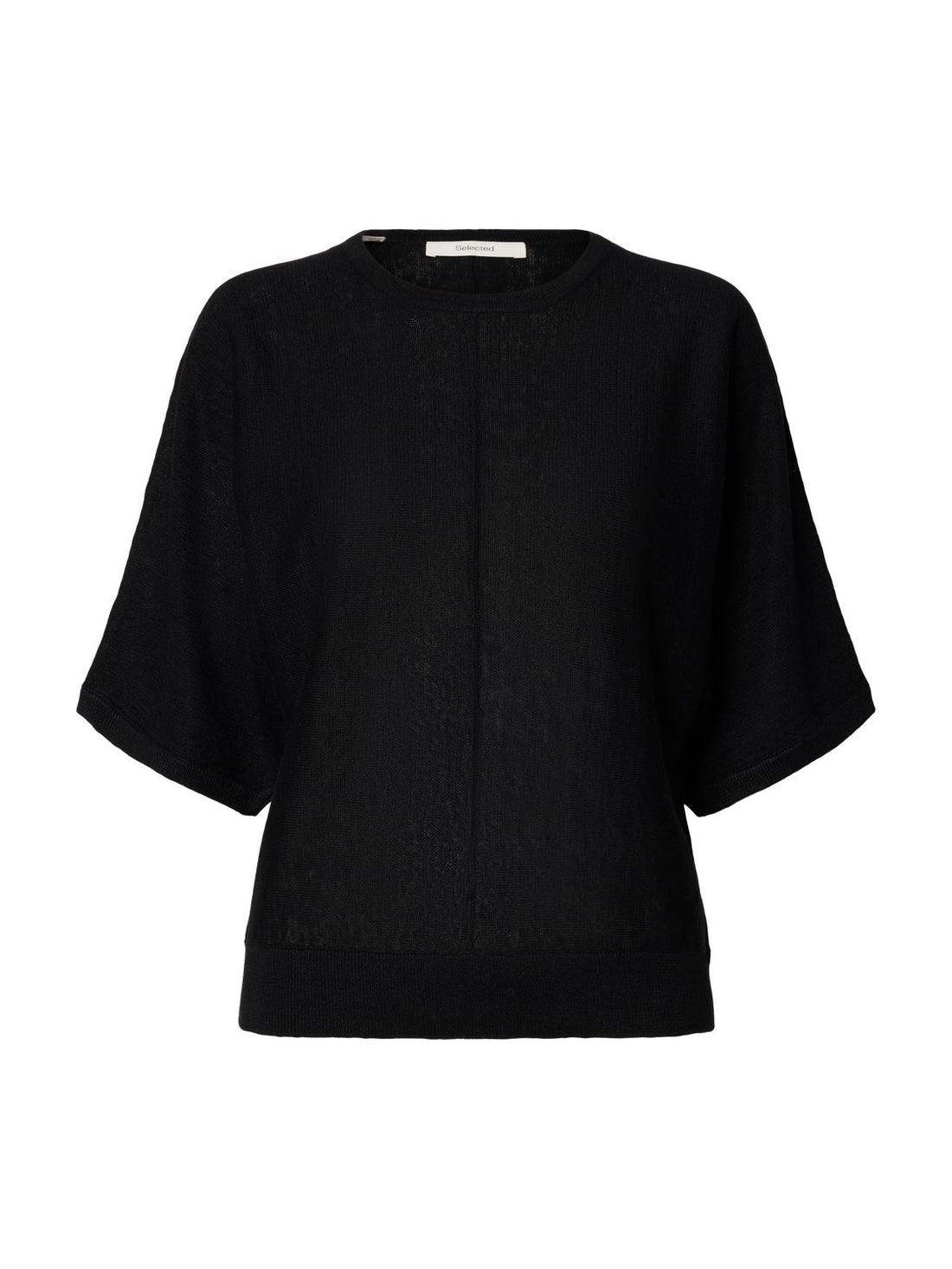 Slfjane Linen 2/4 Bat Knit O-Neck Sort