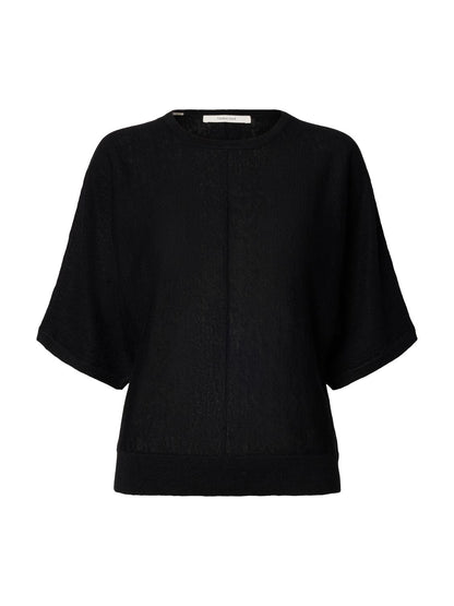 Slfjane Linen 2/4 Bat Knit O-Neck Sort