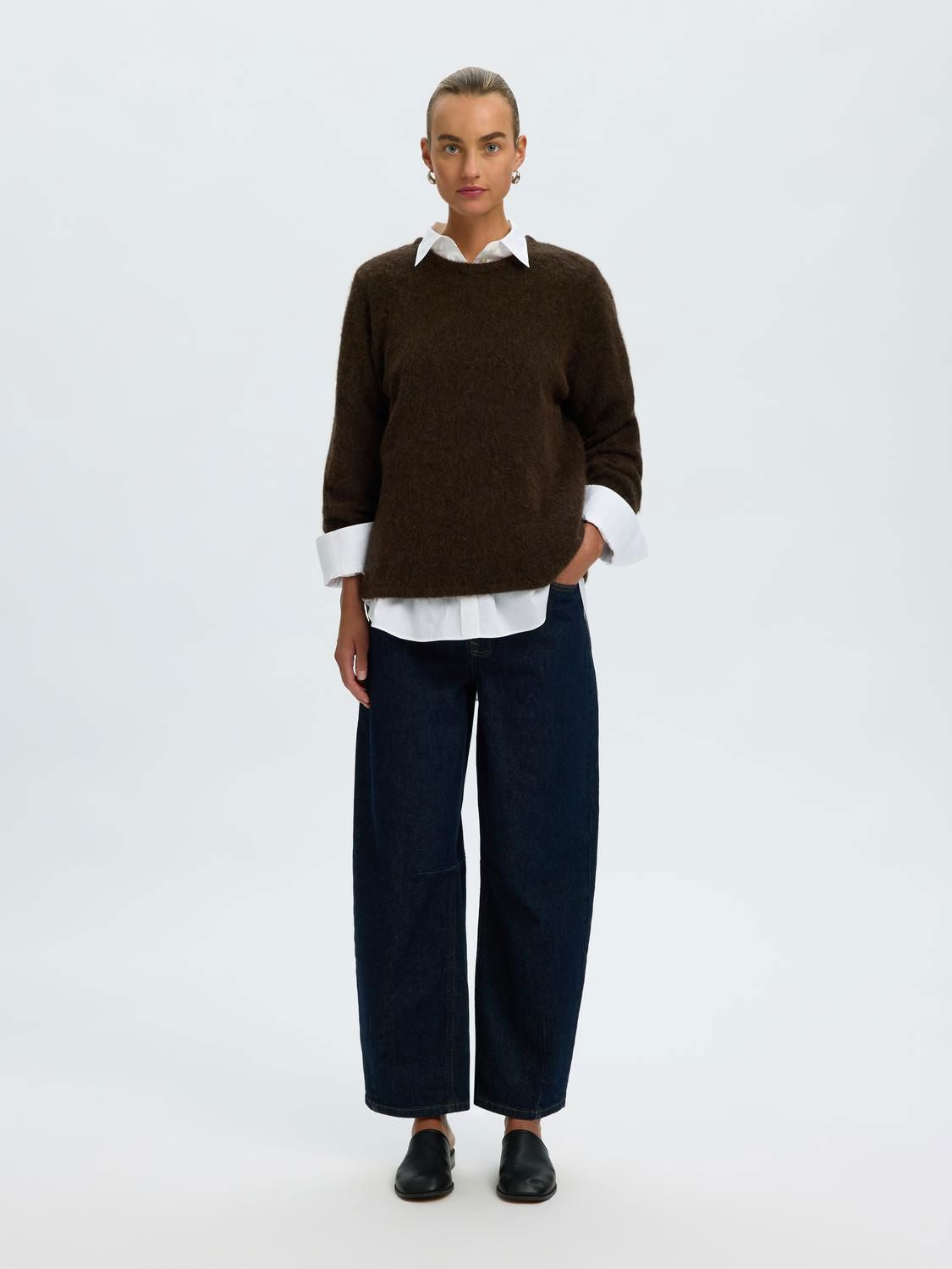 Slwlulu Brushed Ls Knit O-Neck Noos Brun
