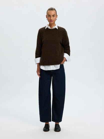 Slwlulu Brushed Ls Knit O-Neck Noos Brun