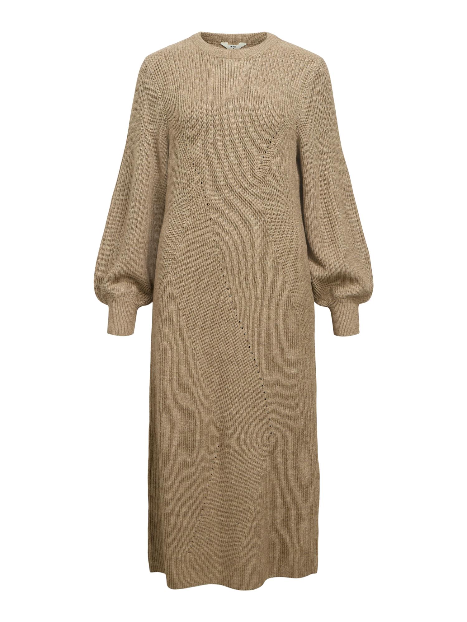 OBJDITTE RE L/S KNIT MIDI DRESS NOOS Desert Taupe