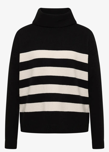EOS cosy striped rollneck Svart