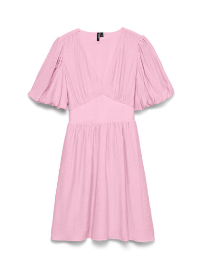 Vmbella 2/4 V-Neck Short Dress Wvn Rosa