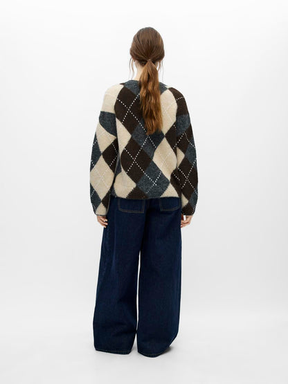 Objbrenda Ls Lo O-Neck Pullover Noos Grå