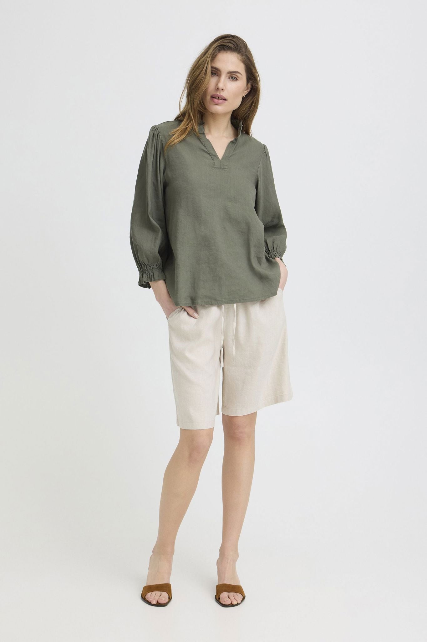 Pzluca Shorts Wide Leg Beige