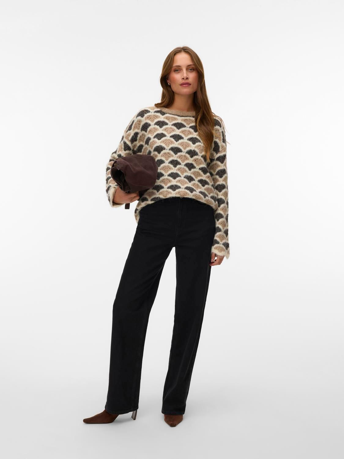 Vmannabelle Ls O-Neck Pullover Boo Beige