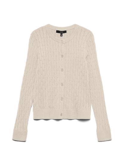 Vmfantastic Ls O-Neck Cable Cardigan Grå