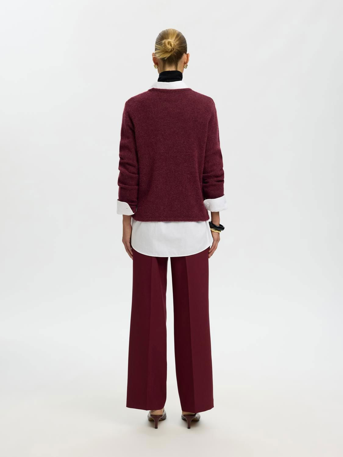 Slwlulu New Ls Knit O-Neck Noos Burgunder