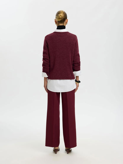 Slwlulu New Ls Knit O-Neck Noos Burgunder