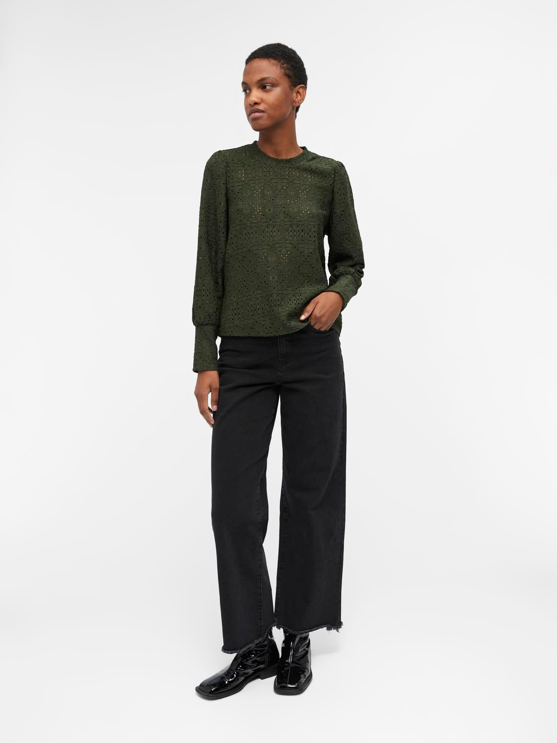 Objfeodora L/s Top Noos Mørkegrønn