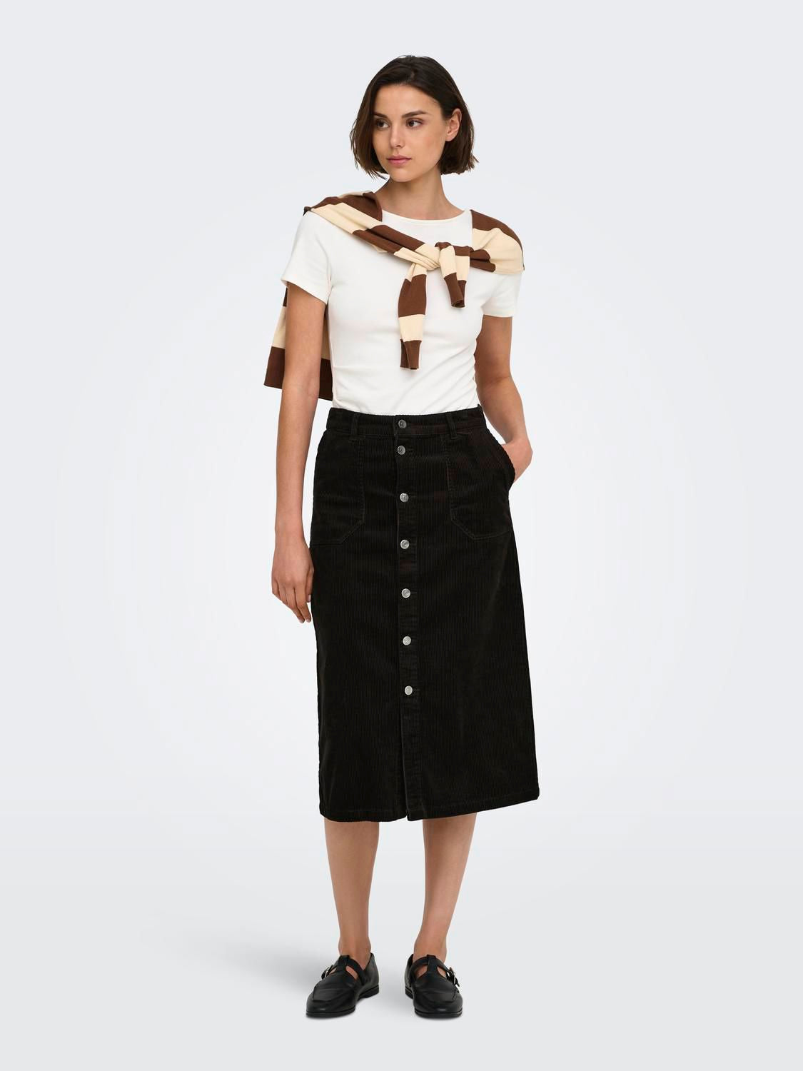Jdyshiraz Hw Midi Button Skirt Pnt Brun