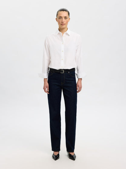 Slfester Ls Relaxed Shirt Noos Hvit