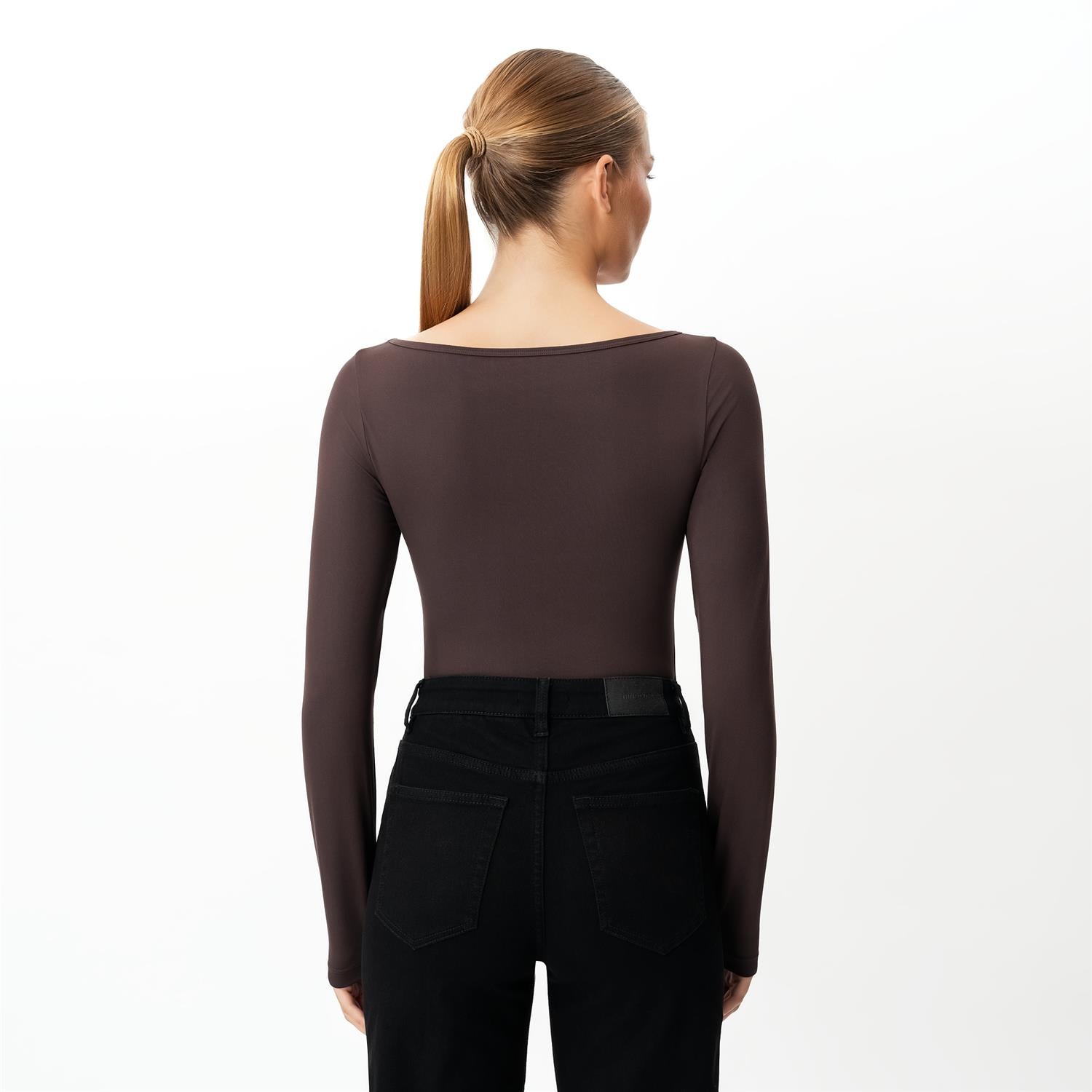 Soft Boatneck Long-sleeve Brun