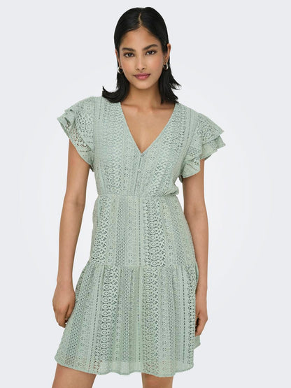 Onlhelena Lace Capsl Dress Wvn Noos Grønn