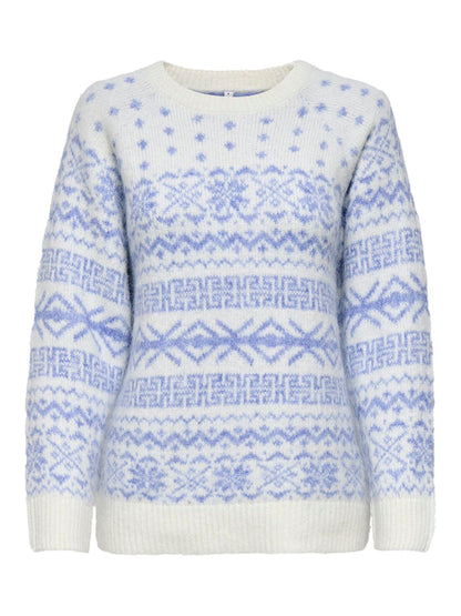 Onlxmas Nordic Ls O-Neck Knt Hvit