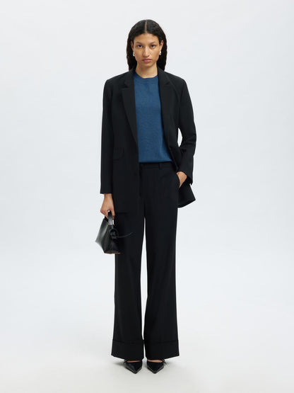 Slflura 2/4 Knit O-Neck Blå