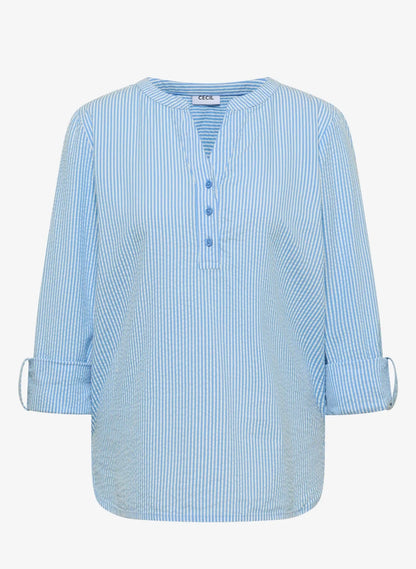 Seersucker stripe blouse Blå