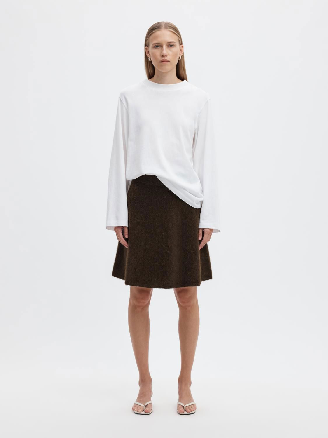 Slwlulu Brushed Hw Knit Skirt Noos Brun