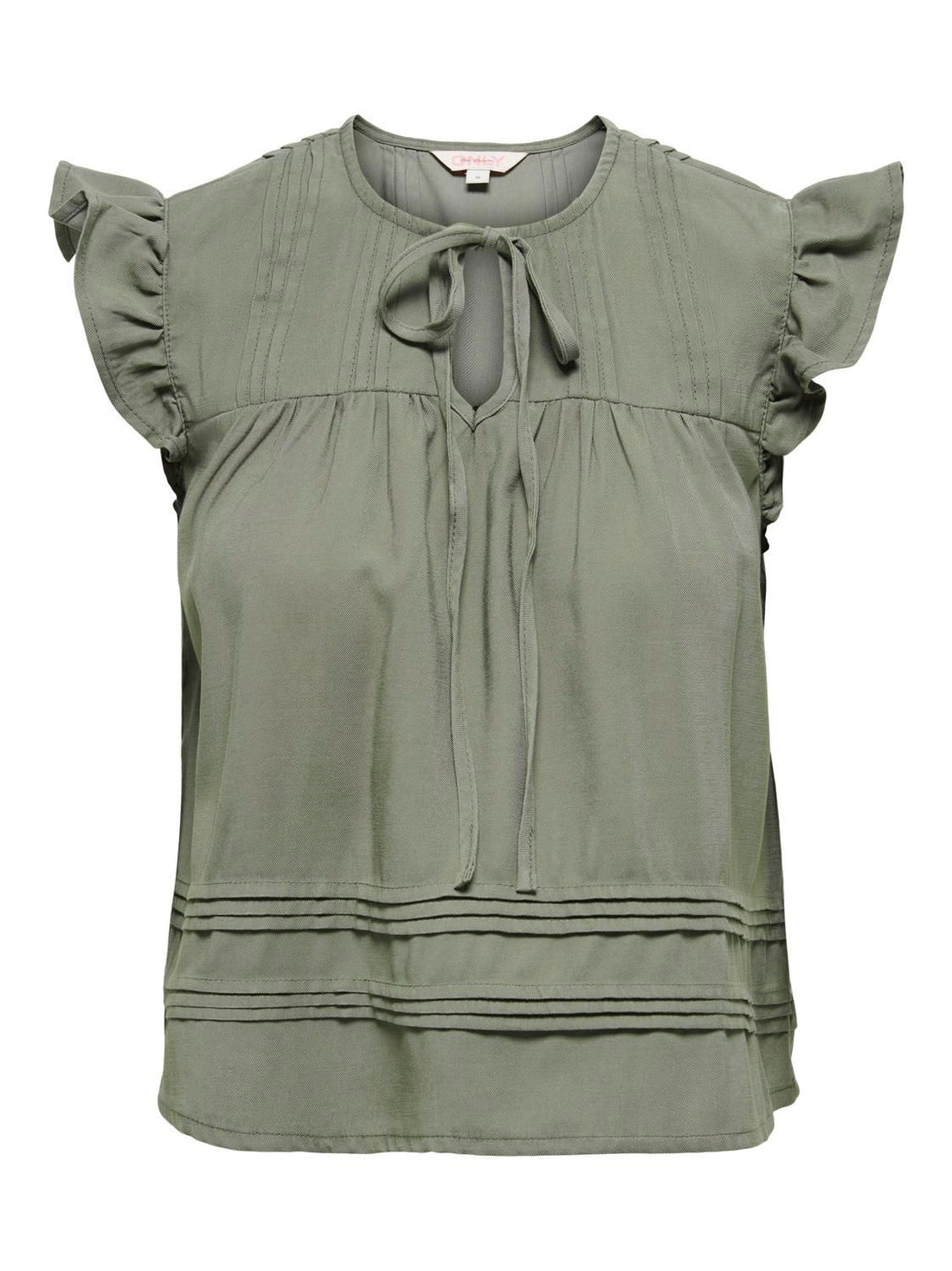 Onlaris Life Sl Tie Neck Top Wvn Cc Grå