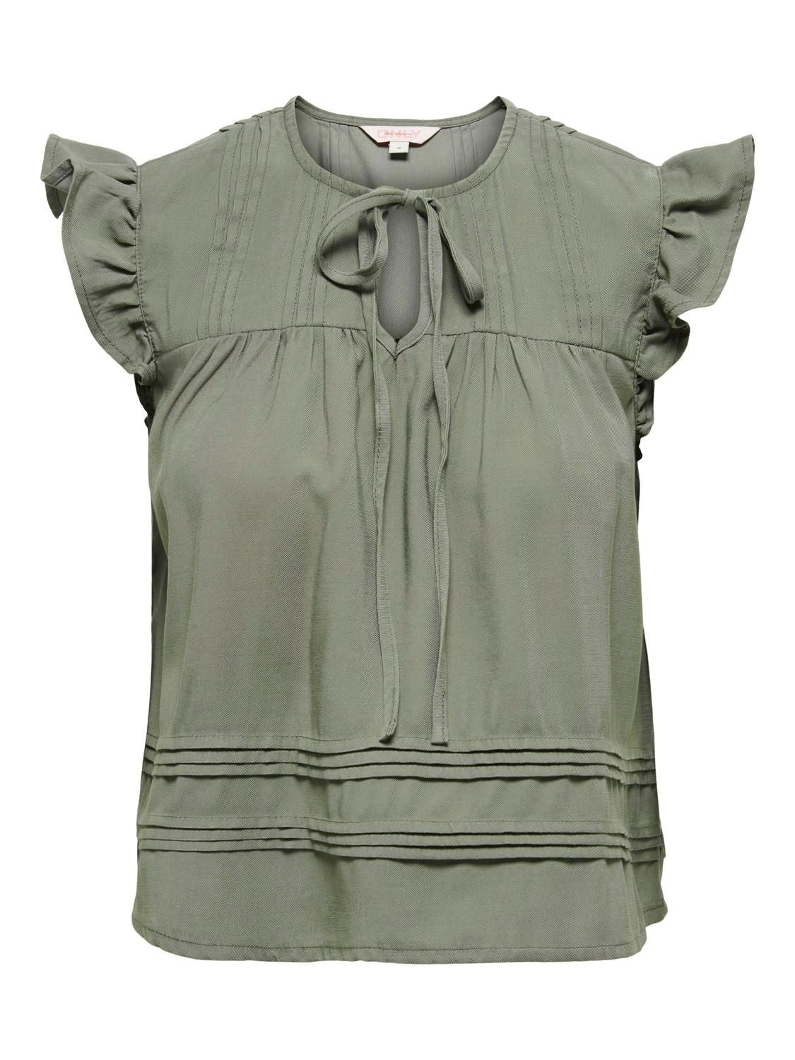 Onlaris Life Sl Tie Neck Top Wvn Cc Grønn