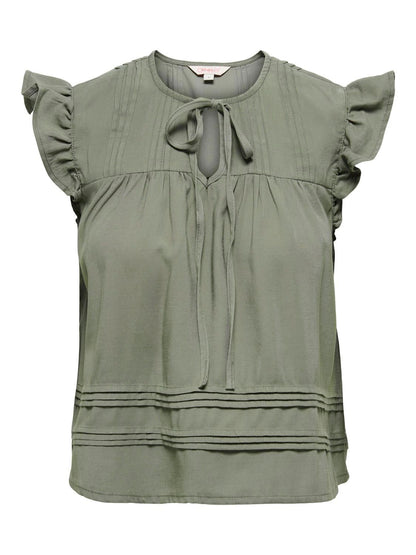 Onlaris Life Sl Tie Neck Top Wvn Cc Grønn
