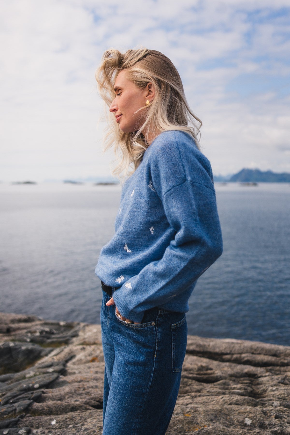 Rausamalie Pullover Emb Blå