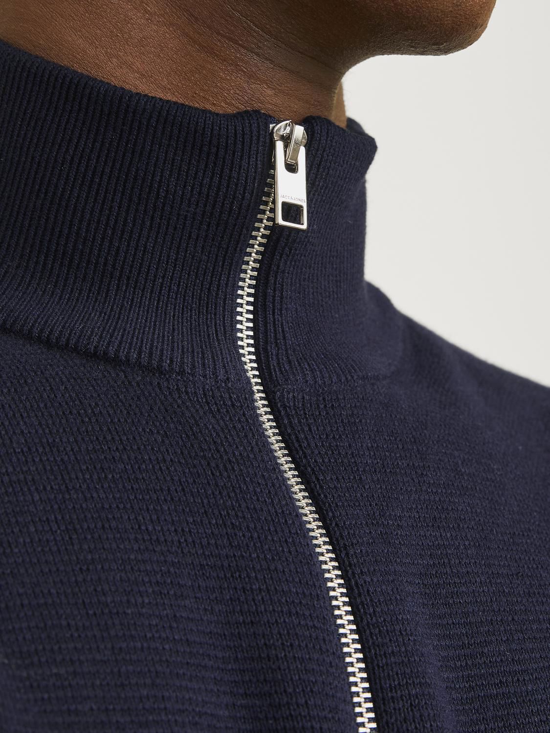 Jprmilano Stitch Knit Half Zip Sn Blå