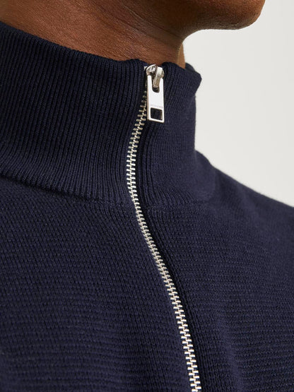 Jprmilano Stitch Knit Half Zip Sn Blå