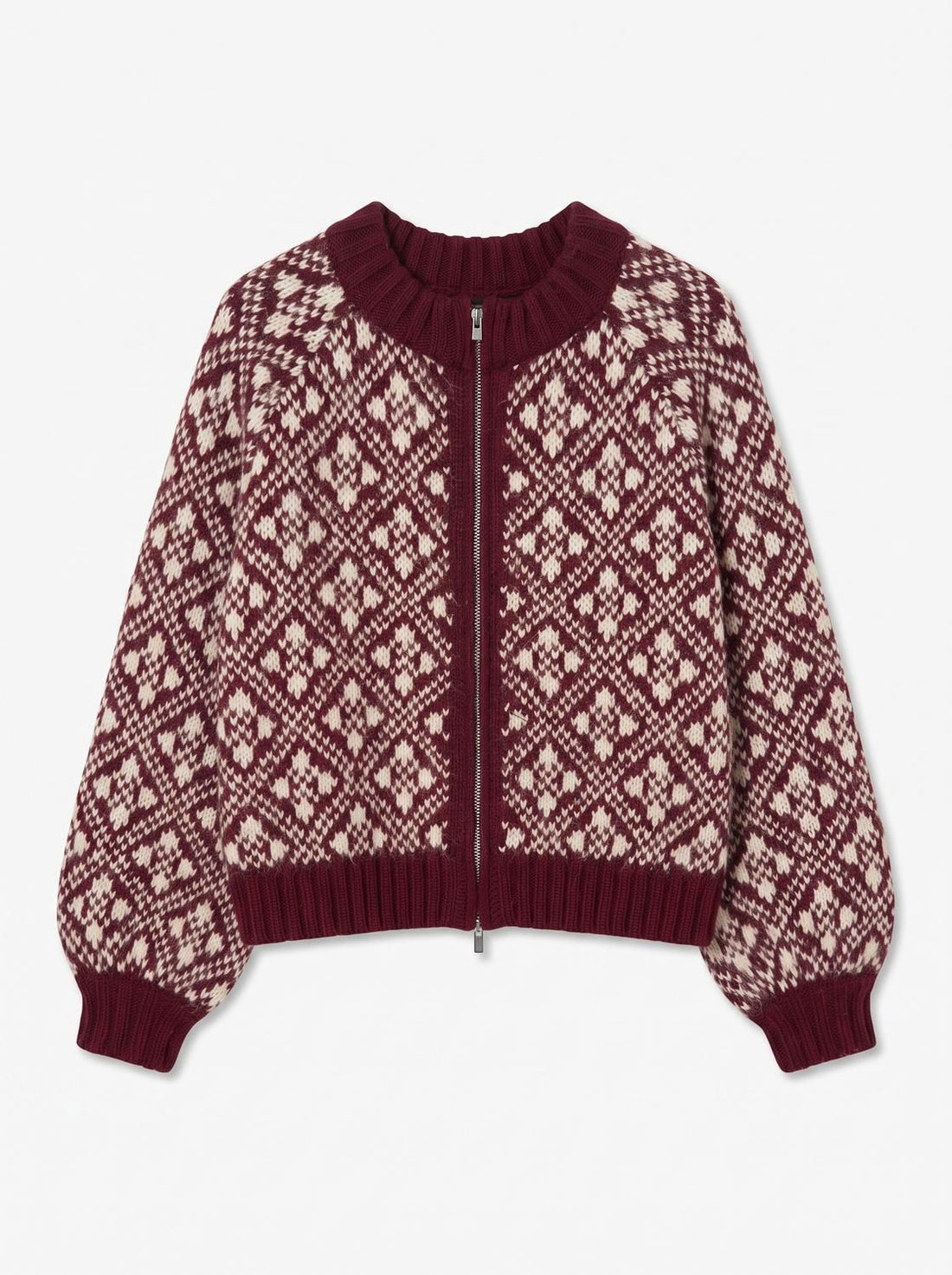 Vminga Ls O-Neck Zip Cardigan Lcs Burgunder
