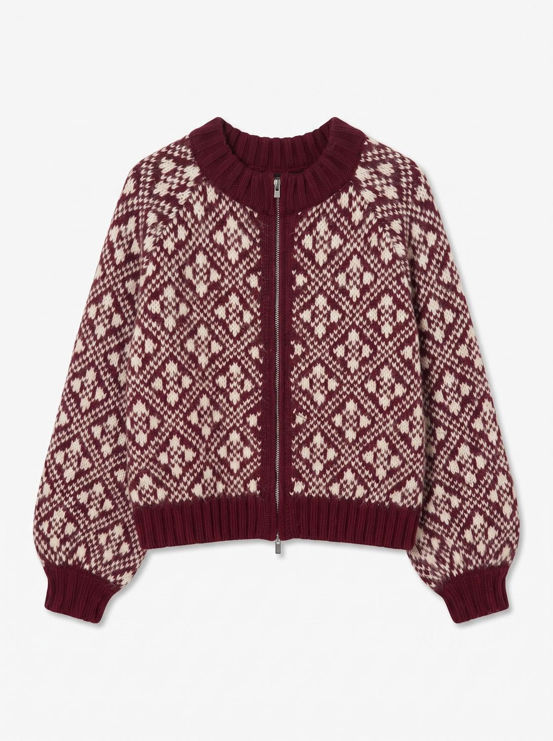 Vminga Ls O-Neck Zip Cardigan Lcs Burgunder