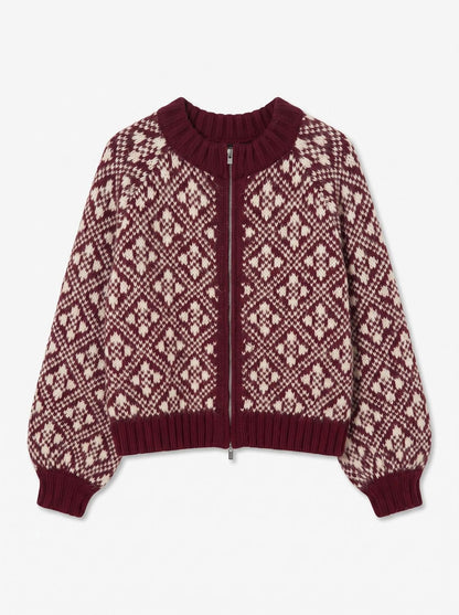 Vminga Ls O-Neck Zip Cardigan Lcs Burgunder