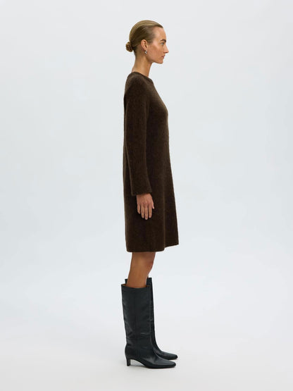 Slwlulu Brushed O-Neck Ls Dress Noos Brun