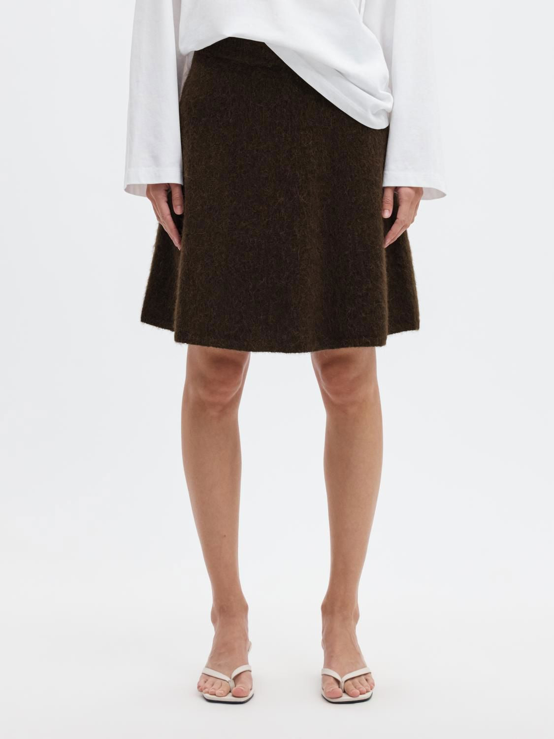 Slwlulu Brushed Hw Knit Skirt Noos Brun