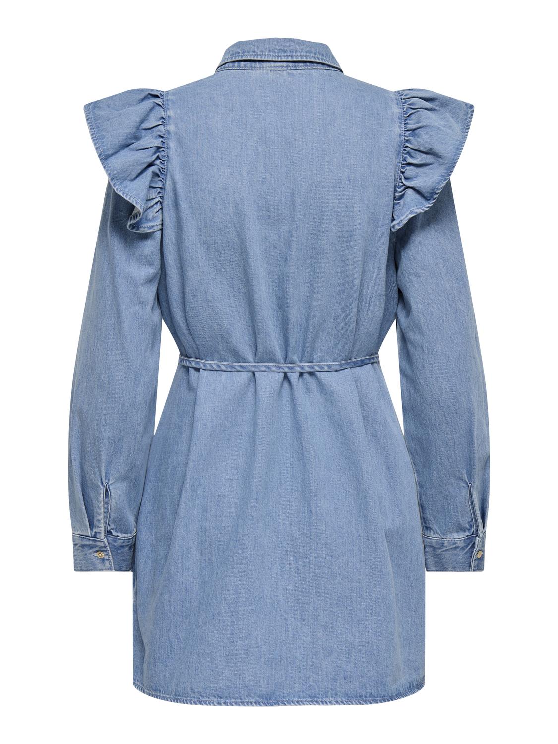 Onlindigo Ls Frill Dnm Dress Cs Blå