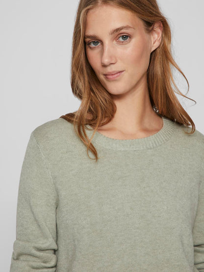 VIRIL O-NECK L/S  KNIT TOP - NOOS Oil Green