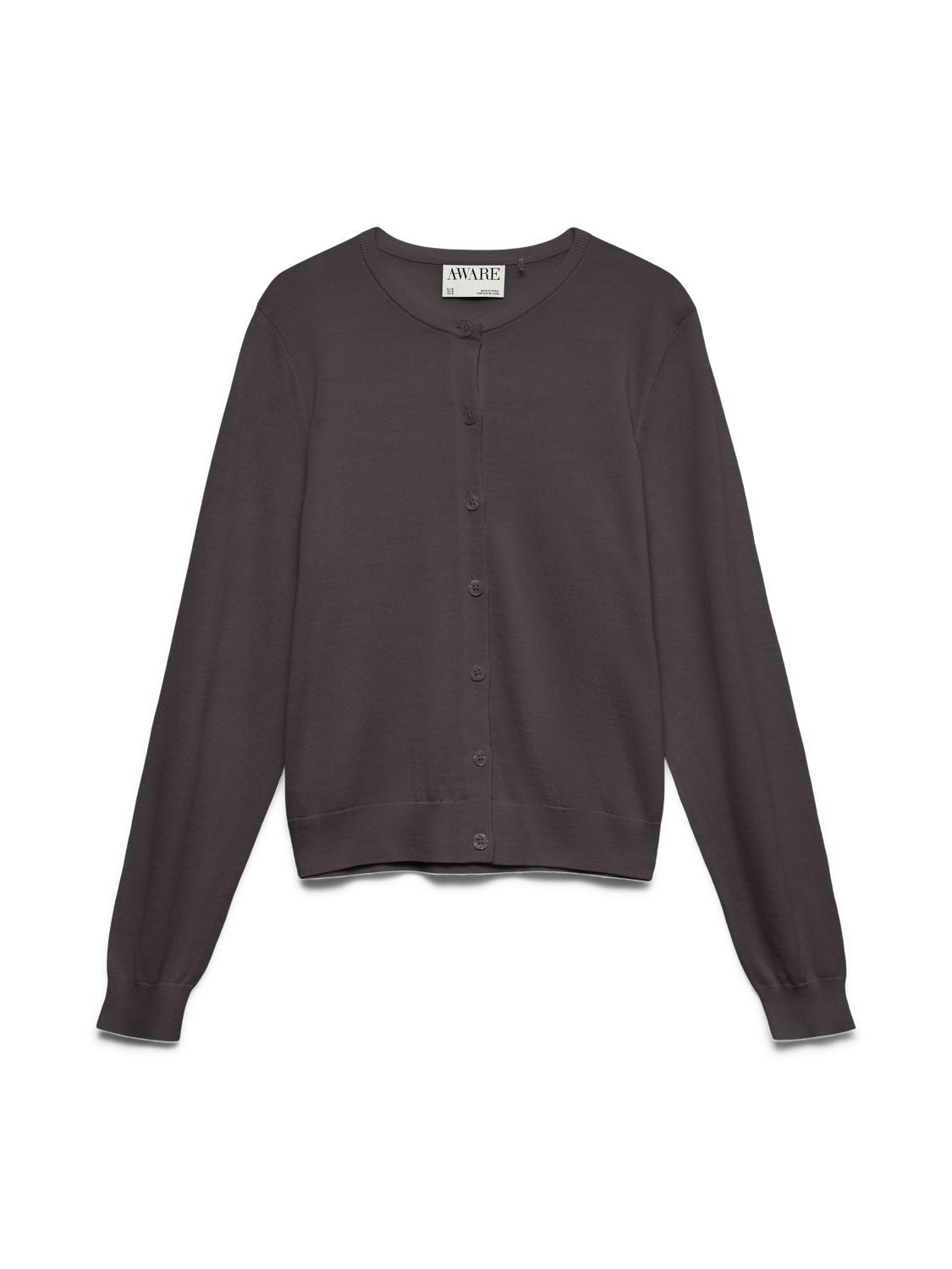 Awcara Ls O-Neck Wool Cardigan Noos Brun
