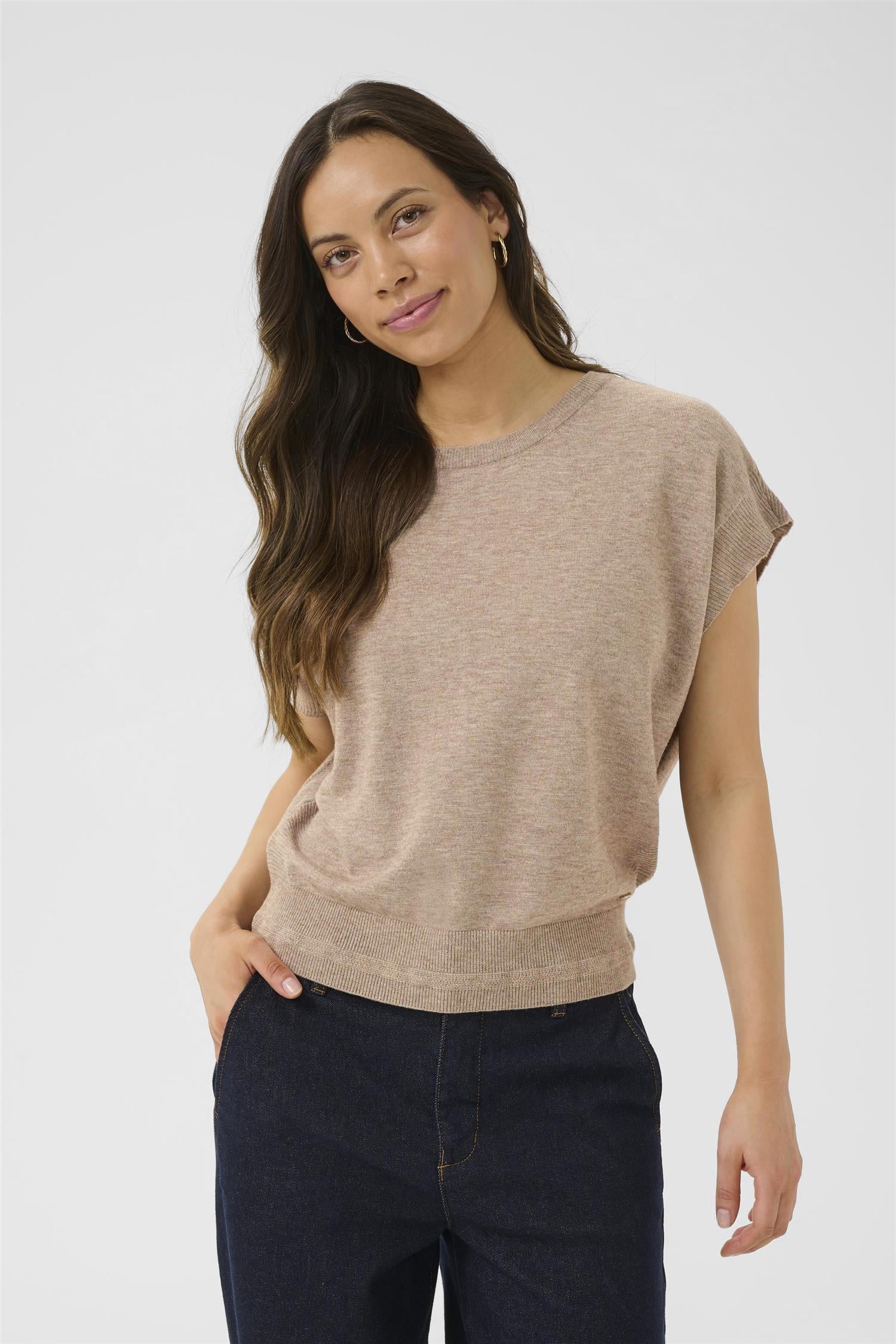 Crdela Knit Top Fossil Melange