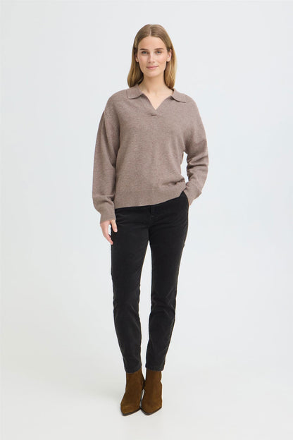 Pzsteffi Open Polo Pullover Brun