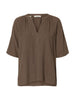 Slwviva 2/4 V-Neck Linen Blend Top Noos Beige