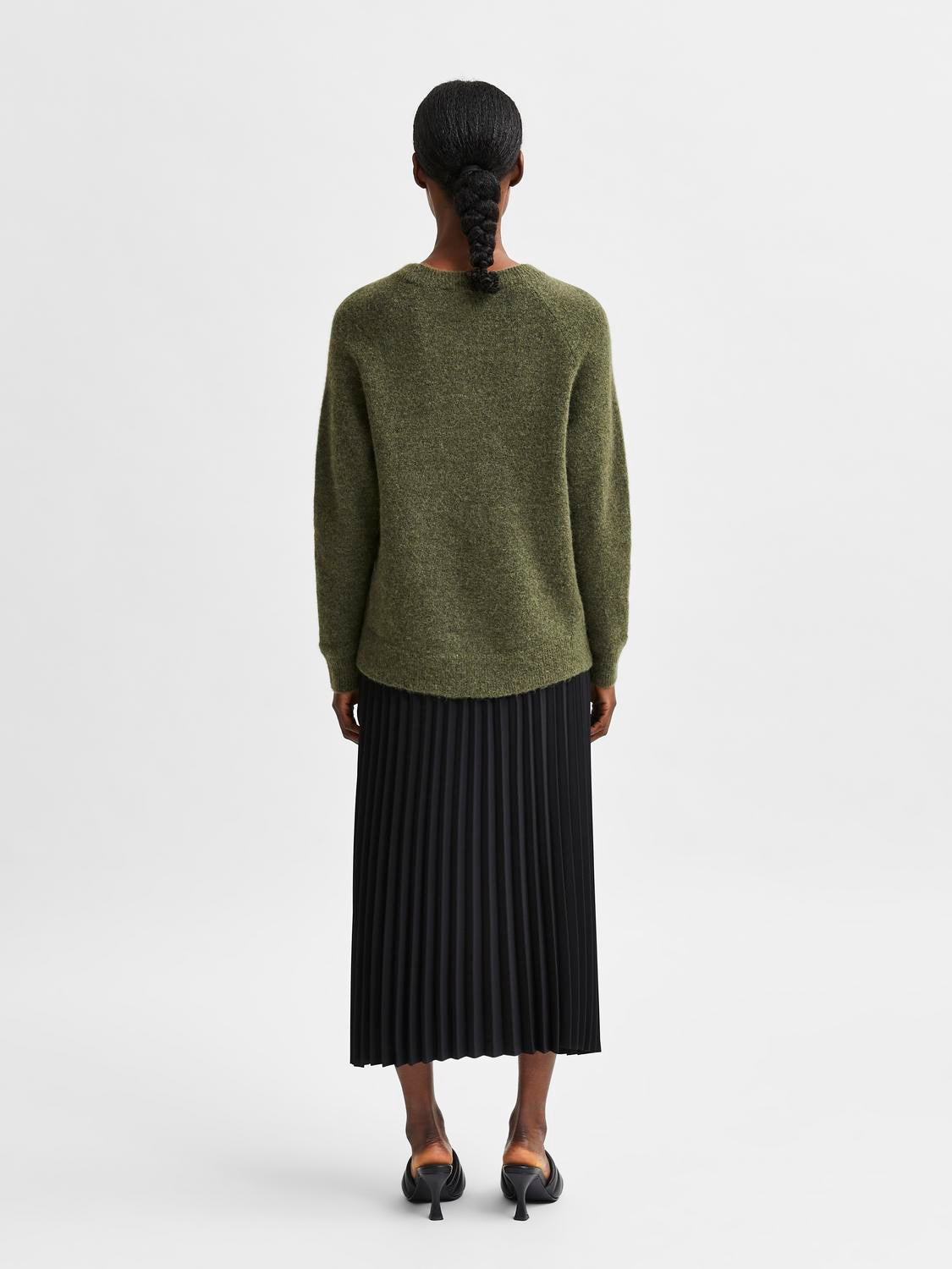 Slflulu Ls Knit O-Neck Noos Mellomgrønn