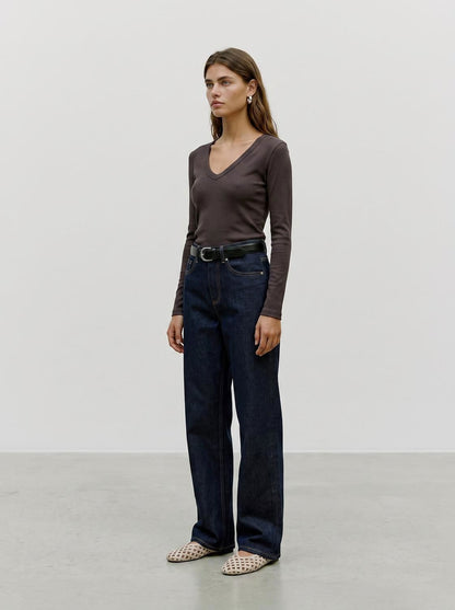 Awdream Ls V-Neck Top Brun